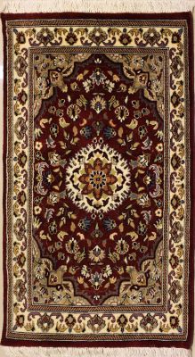2'6x4'2 Pak Persian High Quality Area Rug with Wool Pile - Floral Design | Hand-Knotted in Red