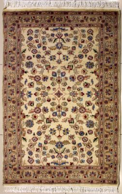 3'0x5'0 Pak Persian Area Rug with Wool Pile - Floral Design | Hand-Knotted in White