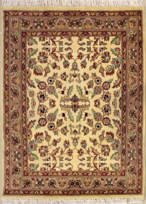 3'0x4'1 Pak Persian High Quality Area Rug with Wool Pile - Floral Design | Hand-Knotted in White