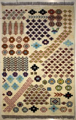 3'0x5'0 Gabbeh Area Rug made using Vegetable dyes with Wool Pile - Floral Design | Hand-Knotted Multicolored | 3x5 Double Knot Rug