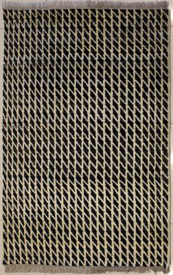 2'11x5'2 Gabbeh Area Rug made using Vegetable dyes with Wool Pile - Diamond Design | Hand-Knotted in White