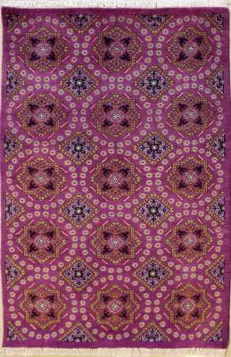 2'11x5'0 Pak Persian High Quality Area Rug with Wool Pile - Floral Design | Hand-Knotted in Purple