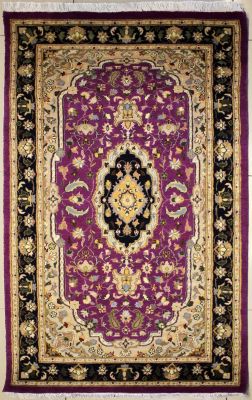 2'11x5'6 Pak Persian High Quality Area Rug with Wool Pile - Floral Design | Hand-Knotted in Purple