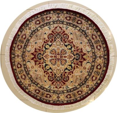 4'0x4'1 Pak Persian High Quality Area Rug with Wool Pile - Floral Design | Hand-Knotted in Red