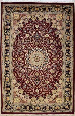 3'1x5'2 Pak Persian High Quality Area Rug with Wool Pile - Floral Design | Hand-Knotted in Red