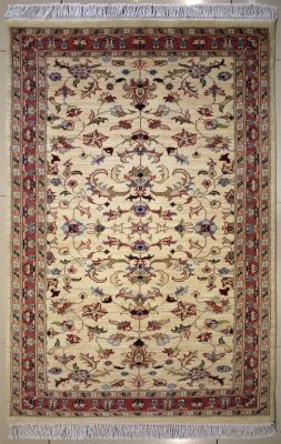3'2x5'6 Pak Persian High Quality Area Rug with Wool Pile - Floral Design | Hand-Knotted in White