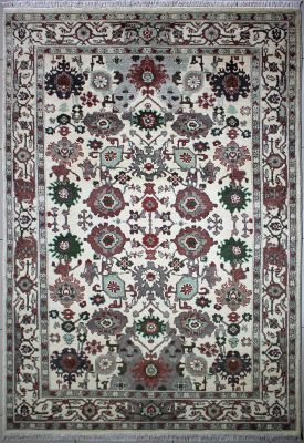 6'x9'6" Elated Geometric Chobi Ziegler Rug in Bewitching Organic Dyed White, Grey & Reddish Brown, New 6x9 Wool Double Knot Accomplishment, Hand-Knotted Contemporary Rug, qk09157