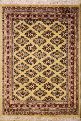 4'2"x6'4" Phenomenal Diamond Bokhara Jaldar Rug in Bewitching White, Grey & Reddish Brown, New 4x6 Wool, Silk Manifestation, Hand-Knotted Rug, qk08924 