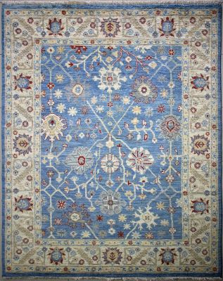8'0x10'2 Chobi Ziegler Area Rug made using Vegetable dyes with Wool Pile - Floral Design | Hand-Knotted in Grey