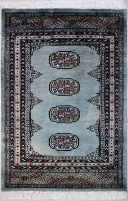 2'7"x4'1" Impressive Elephant Foot Bokhara Jaldar Rug in Enlightening Grey, Black & Reddish Brown, New 2.5x4 Wool Conception, Hand-Knotted Mori Rug, qk08944