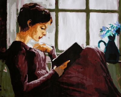 The Exuberant Jewel: "A Moment of Solitude" in Resplendent White, Green & Red, Brushwork in 16x20(in) Acrylic on Canvas painting, Figurative & Impressionism / Everyday Life Art, pa162l