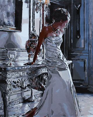 The Enlivening Execution: "Poise and Elegance" in Intoxicating White, Black & Grey, Brushwork in 16x20(in) Acrylic on Canvas painting, Impressionism / Everyday Life Art, pa141p