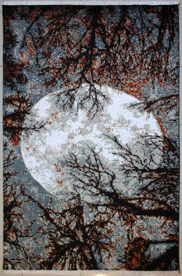 5'11"x9'3" Beaming Pictorial Chobi Ziegler Rug in Electrifying Organic Dyed Turquoise, Brown & White, New 6x9 Wool, Silk Double Knot Excellence, Hand-Knotted Contemporary Rug, qk09022