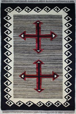 4'2"x6'1" Enticing Striped Gabbeh Rug in Passionate Organic Dyed Black, Red & White, New 4x6 Wool Kilim Handwork, Flatweave Contemporary Rug, qw26