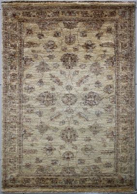 3'1x5'0 Chobi Ziegler Area Rug made using Vegetable dyes with Wool Pile - Floral Design | Hand-Knotted in White