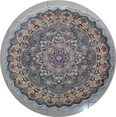 4'10x5'1 Pak Persian Area Rug with Silk & Wool Pile - Floral Design | Hand-Knotted in Grey