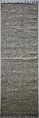 1'11"x6'5" Illustrious Solid Gabbeh Rug in Divine Organic Dyed White, Beige, New 2x6 Wool Kilim Handiwork, Runner Hand-Knotted Contemporary Rug, qw30