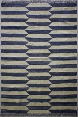 4'1"x6'1" Graceful Striped Gabbeh Rug in Magical Organic Dyed White, Grey, New 4x6 Wool Kilim Manifestation, Hand-Knotted Contemporary Rug, qw33