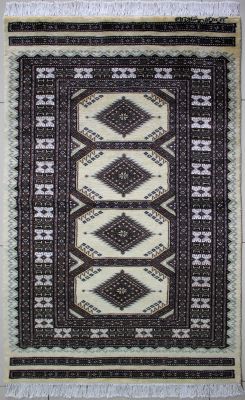 2'10"x5'1" Glorious Diamond Pak Persian Rug in Sublime White, Beige & Black, New 3x5 Wool, Silk Achievement, Hand-Knotted Jaldar Rug, qk09132