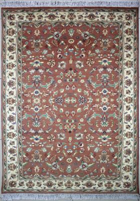 4'1"x6'2" Sensational Floral Pak Persian Rug in Sensational Reddish Brown, Beige & White, New 4x6 Wool Double Knot Gem, Hand-Knotted Mahal Rug, qk09106