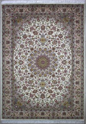 6'x9'1" Glorious Floral Pak Persian Rug in Celestial White, Beige & Grey, New 6x9 Wool Double Knot Wonder, Hand-Knotted Kashan / Isfahan Rug, qk09145