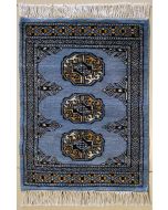 1'6x2'1 Bokhara Jaldar Area Rug with Wool Pile - Special Mori Bokhara Elephant Foot Design | Hand-Knotted in Grey