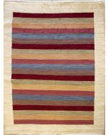 4'5x6'1 Gabbeh Area Rug made using Vegetable dyes with Wool Pile - Striped Design | Hand-Knotted Multicolored | 4.5x7 Double Knot Rug