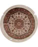 6'0x6'1 Pak Persian Area Rug with Silk & Wool Pile - Floral Design | Hand-Knotted in Ivory