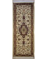 2'8x8'3 Pak Persian High Quality Area Rug with Silk & Wool Pile - Floral Medallion Design | Hand-Knotted in White