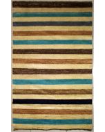 4'5x6'5 Gabbeh Area Rug with Wool Pile - Striped Design | Hand-Knotted Multicolored | 4.5x7