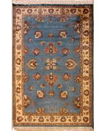 4'5x6'8 Pak Persian Area Rug with Wool Pile - Floral Design | Hand-Knotted in Greenish Blue