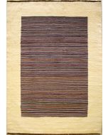 4'3x6'7 Gabbeh Area Rug made using Vegetable dyes with Wool Pile - Striped Design | Hand-Knotted Multicolored | 4.5x7 Double Knot Rug