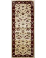 2'7x8'1 Chobi Ziegler Area Rug made using Vegetable dyes with Wool Pile - Floral Design | Hand-Knotted in White