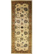 2'7x8'3 Chobi Ziegler Area Rug made using Vegetable dyes with Wool Pile - Floral Design | Hand-Knotted in White