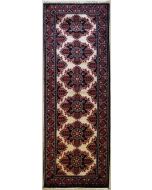 2'6x9'4 Caucasian Design Area Rug with Wool Pile - Tribal Khan Mohammadi Floral Design | Hand-Knotted in White