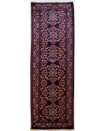 2'6x9'4 Caucasian Design Area Rug with Wool Pile - Tribal Khan Mohammadi Floral Design | Hand-Knotted in Black