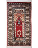 2'0x4'0 Bokhara Jaldar Area Rug with Wool Pile - Prayer Pictorial Design | Hand-Knotted in Red