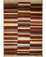 5'1x6'11 Gabbeh Area Rug with Wool Pile - Striped Design | Hand-Knotted Multicolored | 5x8