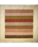 5'10x6'2 Gabbeh Area Rug made using Vegetable dyes with Wool Pile - Striped Design | Hand-Knotted Multicolored | 6x6 Square Double Knot Rug