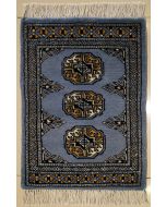 1'6x2'1 Bokhara Jaldar Area Rug with Wool Pile - Special Mori Bokhara Elephant Foot Design | Hand-Knotted in Grey