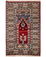 2'0x4'2 Bokhara Jaldar Area Rug with Wool Pile - Prayer Pictorial Design | Hand-Knotted in Red