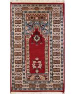2'0x4'2 Bokhara Jaldar Area Rug with Wool Pile - Prayer Pictorial Design | Hand-Knotted in Red