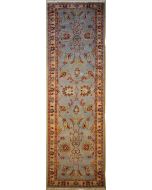 2'6x11'4 Chobi Ziegler Area Rug made using Vegetable dyes with Wool Pile - Floral Design | Hand-Knotted in Grey