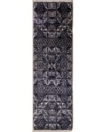 2'6x9'3 Chobi Ziegler Area Rug made using Vegetable dyes with Silk & Wool Pile - Geometric Design | Hand-Knotted in Grey