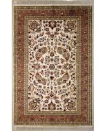 5'2x8'1 Pak Persian Area Rug with Silk & Wool Pile - Floral Design | Hand-Knotted in Ivory