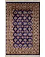 5'1x8'0 Bokhara Jaldar Area Rug with Silk & Wool Pile - Geometric Design | Hand-Knotted in Blue