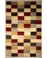 5'0x7'10 Gabbeh Area Rug with Wool Pile - Striped Design | Hand-Knotted Multicolored | 5x8