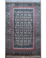 5'1x8'7 Pak Persian Area Rug with Silk & Wool Pile - Floral Geometric Design | Hand-Knotted in Ivory
