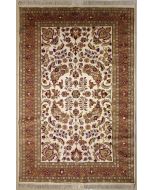 5'2x8'2 Pak Persian Area Rug with Silk & Wool Pile - Floral Design | Hand-Knotted in Ivory