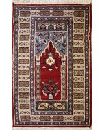 2'0x4'1 Bokhara Jaldar Area Rug with Wool Pile - Prayer Pictorial Design | Hand-Knotted in Red